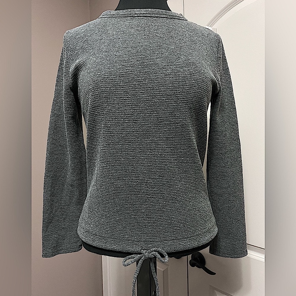 3 for $30 Pebble and Stone Charcoal Knit Top with Tie Detail
